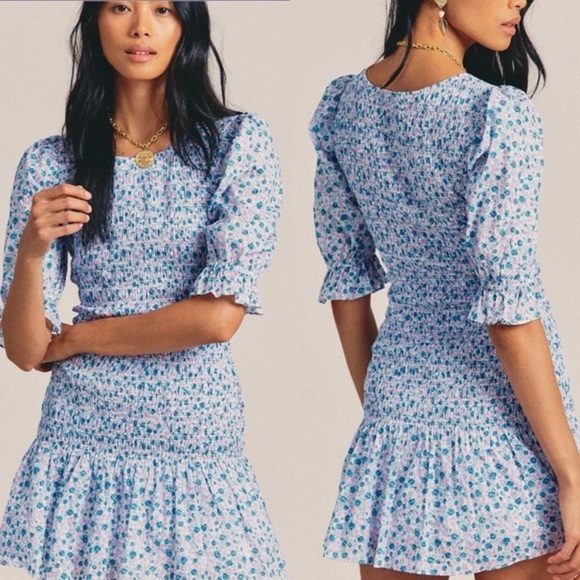 LOVESHACKFANCY LUPPA SMOCKED FLORAL MINI DRESS SIZE MEDIUM - Picture 1 of 15